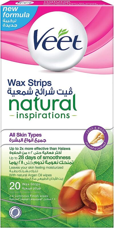 Veet Natural Wax Strips, 20 Pieces