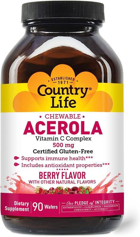 

Country Life Chewable Acerola C Complex, 500Mg, 90 Wafer