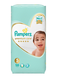 Pampers Premium Care Diapers, Size 5, Junior, 11-16 kg, 56 Count