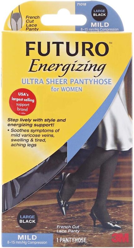 Futuro Ultra Sheer Pantyhose for Women, L, Black