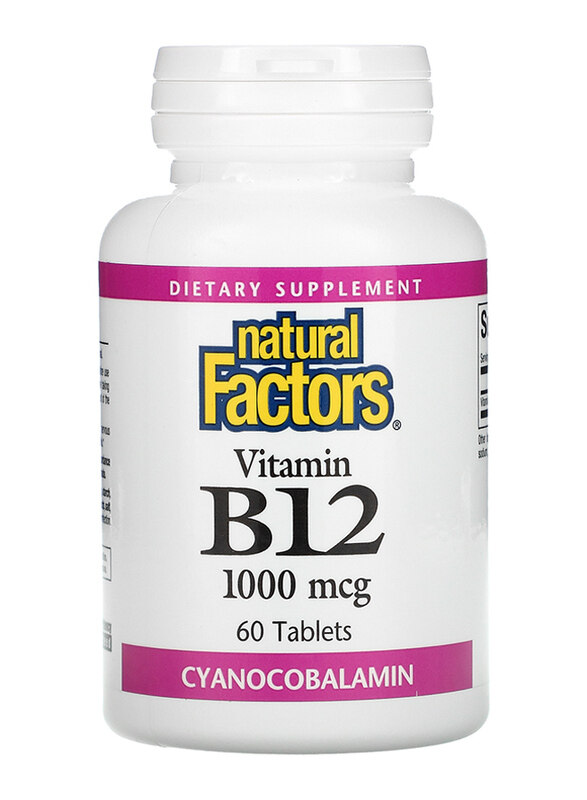 

Natural Factors Vitamin B12 Cyanocobalamin, 1000mcg, 60 Tablets