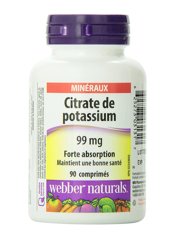 Webber Naturals Potassium Citrate, 99mg, 90 Capsules