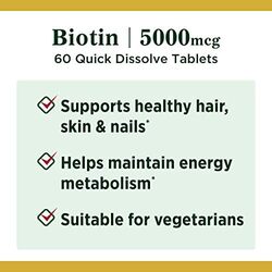 Nature's Bounty Biotin Quick Dissolve Tablets, Strawberry, 5000 Mcg