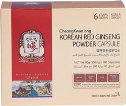 Cheong Kwan Jang 100% Korean Red Ginseng Powder Capsule, 500mg, 180 Capsules