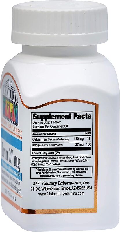 21st Century Iron Dietary Supplement, 27mg, 30 Tablets