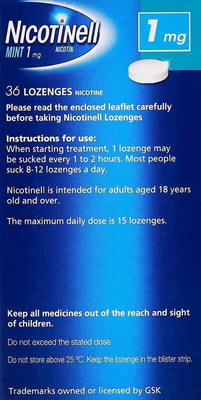 Nicotinell Lozenge Fresh Mint Flavour Sugar Free Stop Smoking Aids, 1mg, 36 Pieces