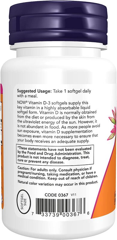 Now Foods Vitamin D-3 2000Iu, 120 Softgels