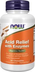 Now Acid Relief with Enzymes, Xylitol Sweetened, Digestive Health Dietary Supplement, 60 Chewables