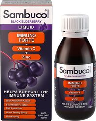 Sambucol Immuno Forte Liquid Immune Boosting Supplement with Elderberry Extract, Vitamin C, and Zinc, 120ml