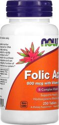 Now Foods Folic Acid 800 Mcg Tablets, 250 Tablets