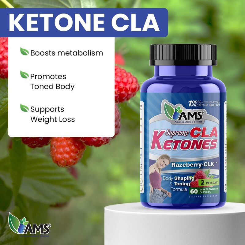 AMS Raspberry Ketone Capsules With CLA, 60 Capsules