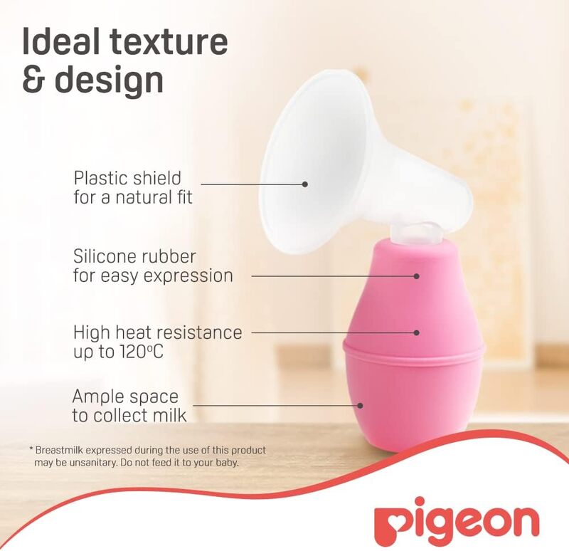 Pigeon BPA & BPS Free Silicone Rubber Breast Care Pump, Pink