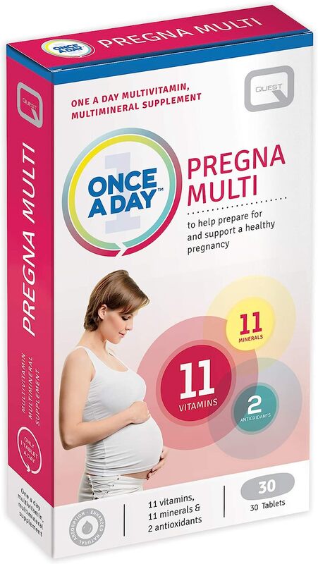 Quest Once-A-day Pregna Multi- All In One Pregnancy Formula Containing 24 Nutrients Including Folic Acid Iron & Calcium, 30 Tablets