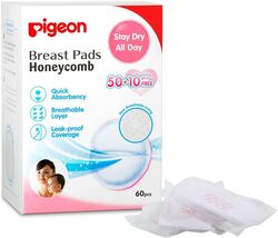 Pigeon Honeycomb Ultra-Slim & Light Breast Pad, 60 Pieces, White