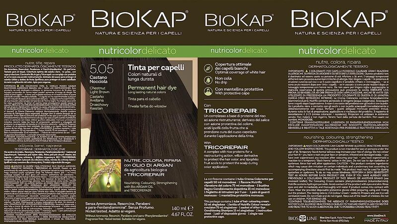 Biokap Permanent Hair Dye, 4.67oz, 5.05 Light Brown Chestnut