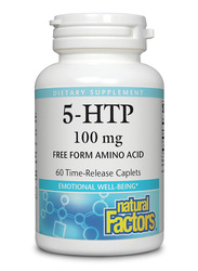 Natural Factors 5-HTP 60 Time-Release Caplets Dietary Supplement, 100mg, 60 Capsules