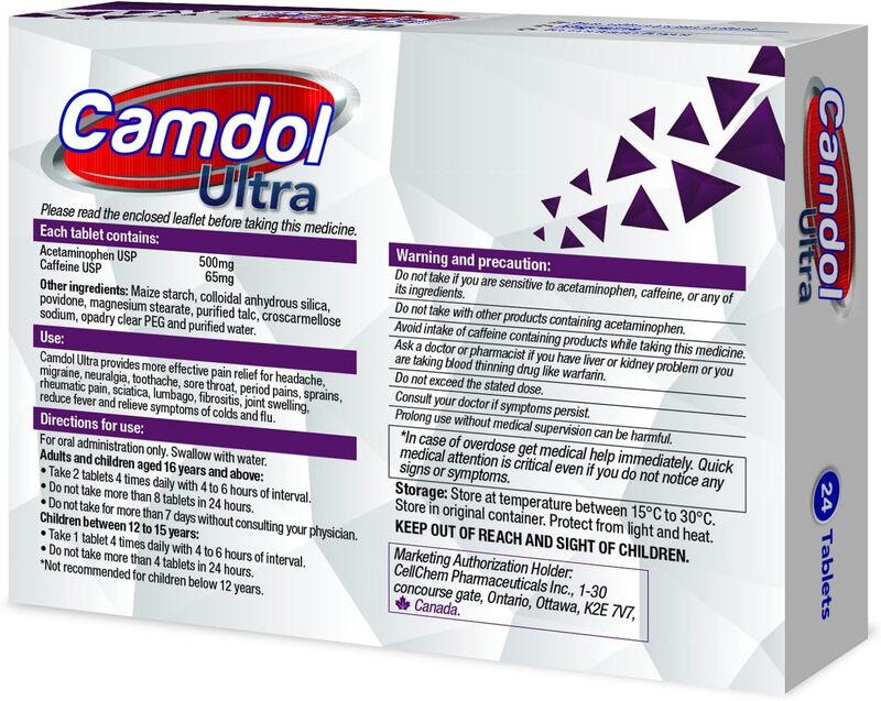 Camdol Ultra Tablets for Pain Relief, 500mg/65mg, 24 Tablets