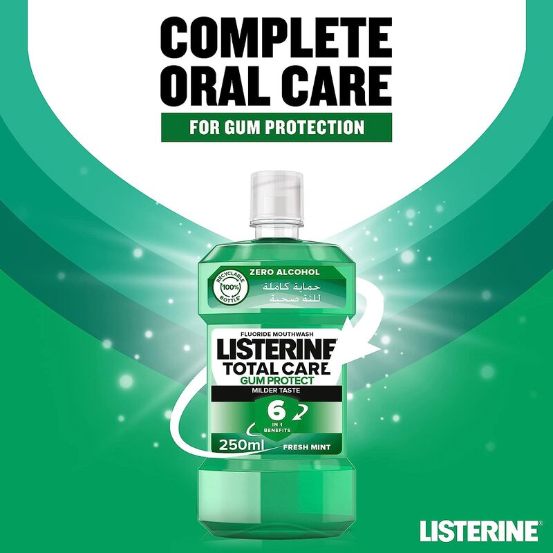 Listerine Total Care Gum Protect 6 Benefit Fluoride Daily Mouthwash, 250ml