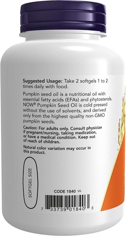 Now Pumpking Seed Oil Dietary Supplement, 1000mg, 100 Softgels