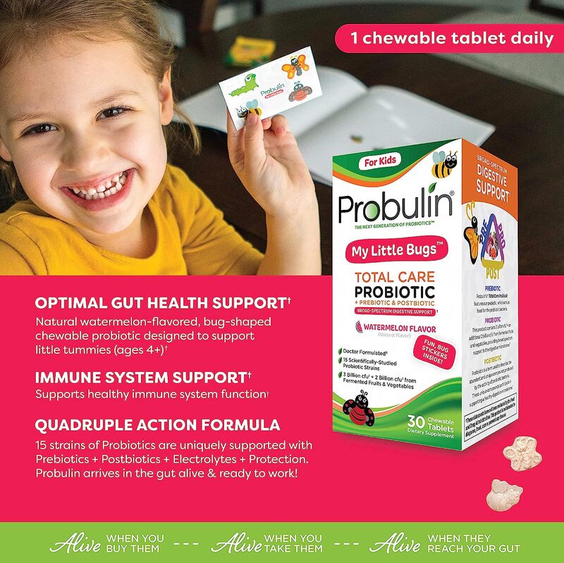 Probulin My Little Bugs Total Care Probiotic Watermelon Chewable Tablets, 30 Tablets