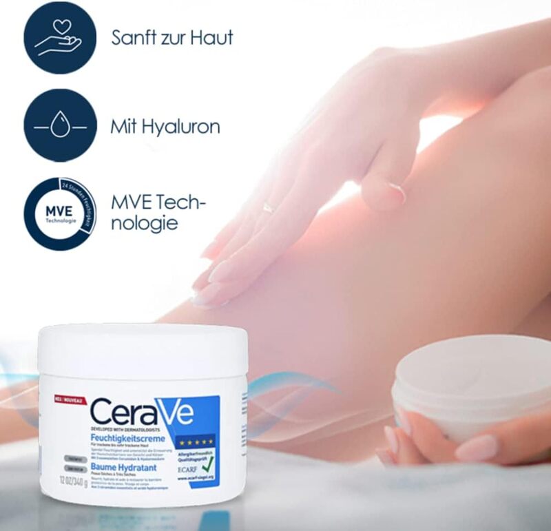 Cerave Moisturizing Cream for Dry to Very Dry Skin with Hyaluronic Acid & Ceramides, 340gm