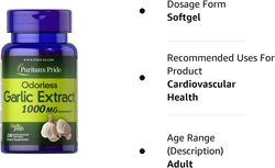 Puritan's Pride Odourless Garlic Herbal Supplement, 1000mg, 100 Softgels