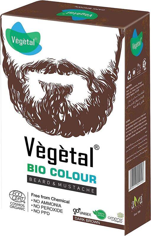 

Vegetal Organic 100% Natural Ammonia Free Beard & Moustache Hair Color, Dark Brown