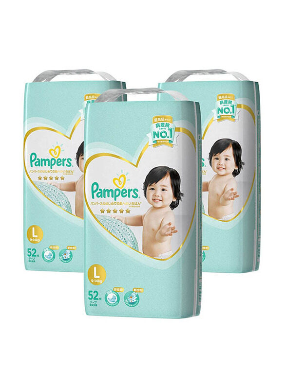 

Pampers Diapers Size L, 9-14 kg, Packs of 3, 156 Count
