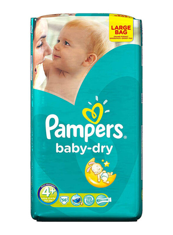 

Pampers Baby Dry Diapers, Size 4+, Maxi Plus, 9-20 Kg, 56 Count