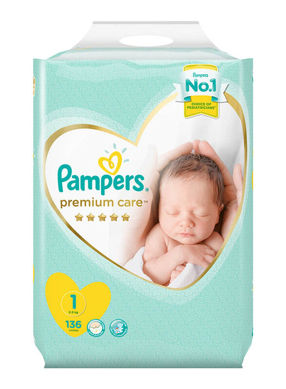 

Pampers Premium Care Diapers, Size 1, 2-5 kg, 136 Count