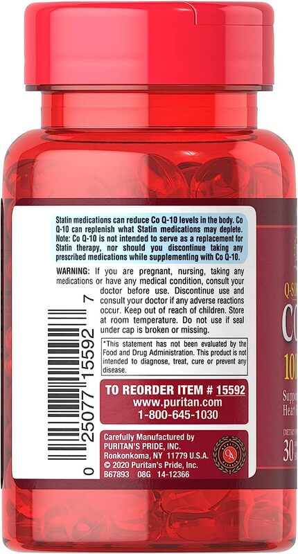 Puritan's Pride Q-SORB Co Q-10, 100mg, 30 Softgels