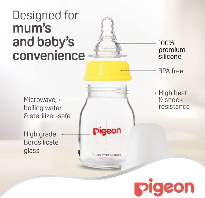 Pigeon Slim Neck Glass Bottle, 50ml, Multicolour