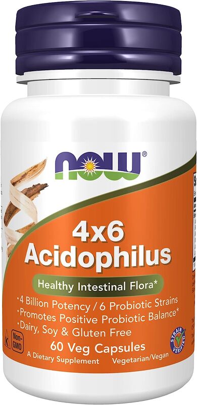 Now Foods 4x6 Acidophilus Dietary Supplement, 60 Capsules