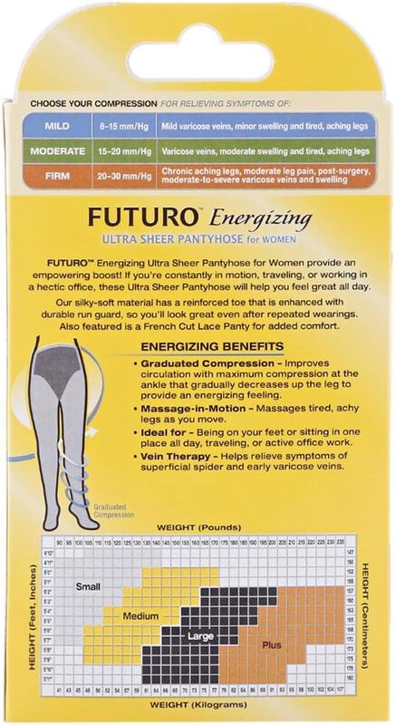 Futuro Ultra Sheer Pantyhose for Women, L, Black