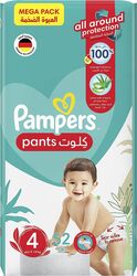 Pampers Baby-Dry Pants Diapers with Stretchy Sides for Better Fit, Size 4, 9-14 kg, 52 Count