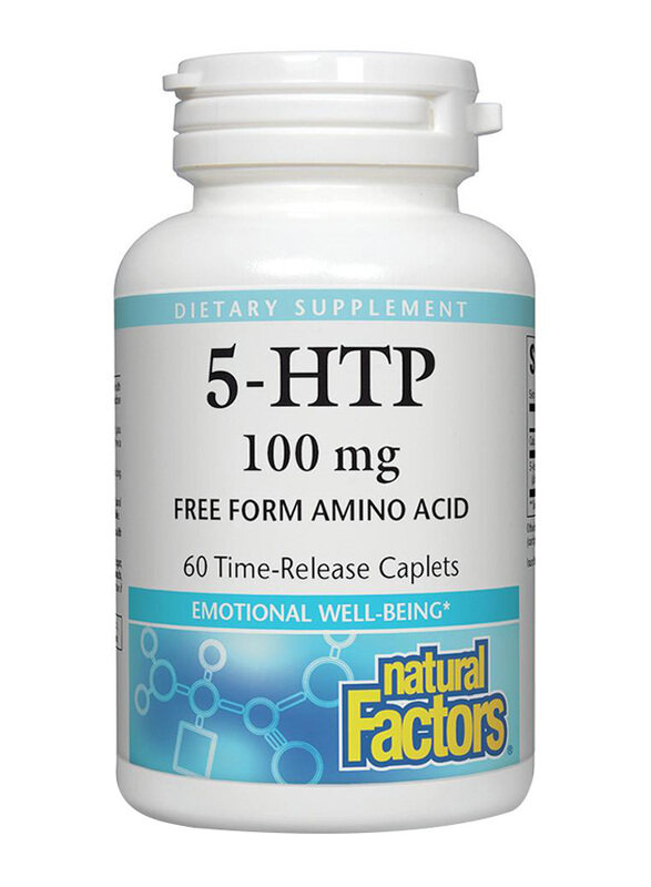

Natural Factors 5-HTP 60 Time-Release Caplets Dietary Supplement, 100mg, 60 Capsules