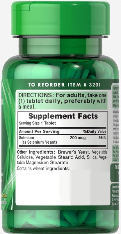 Puritan's Pride Selenium Dietary Supplement, 200mcg, 100 Tablets