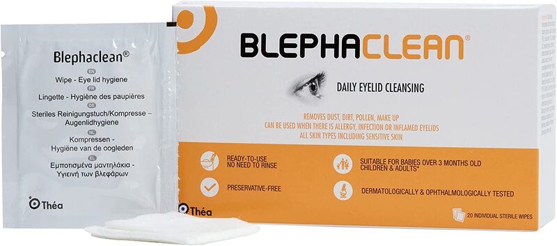 Thea Blephaclean Sterile Daily Eyelid Wipes For Blepharitis for Sensitive Skin, 20 Sheets