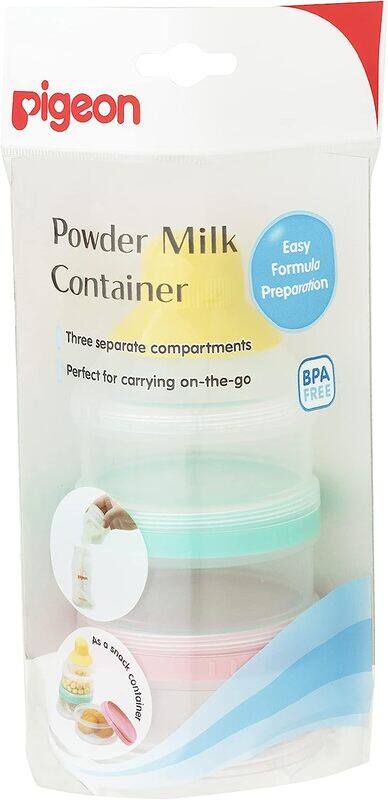 

Pigeon 3-Compartment Lightweight BPA-Free Powder Milk Container, Multicolour