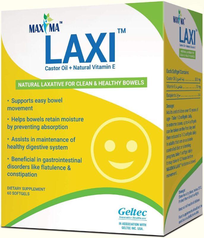 Maxima Natural Vitamin E Laxi Castor Oil Softgel, 60 Softgels