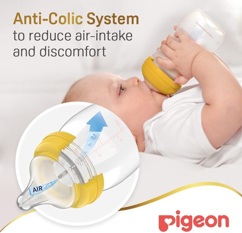 Pigeon Peristaltic Plus Wide Neck Nursing Bottle, 160ml, Multicolour