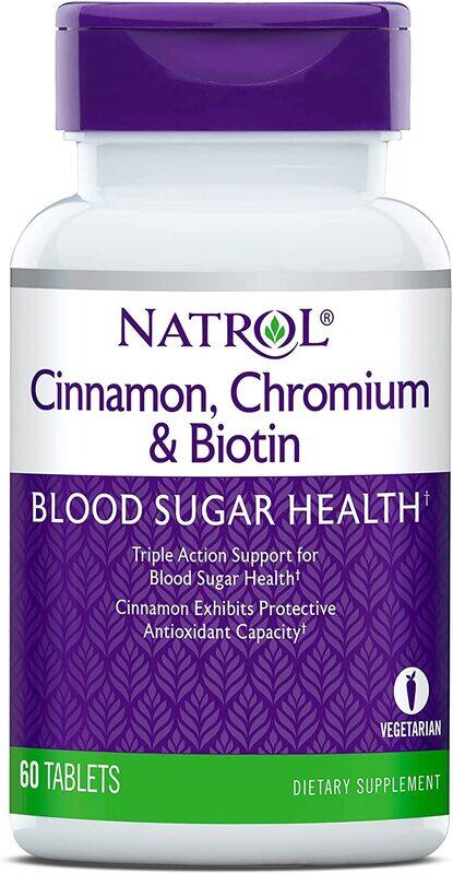 

Natrol Cinnamon Chromium & Biotin Dietary Supplement, 60 Tablets