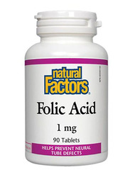 Natural Factors Folic Acid, 1mg, 90 Tablets