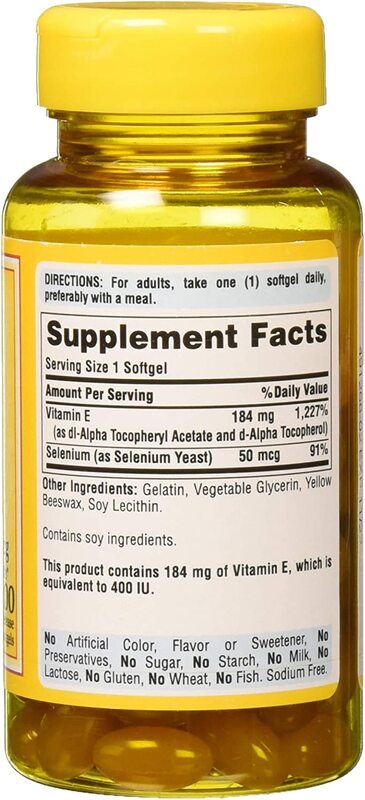 Puritan's Pride Vitamin E 400 Iu with Selenium 50 Mcg, 100 Softgels