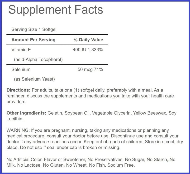 Puritan's Pride Vitamins E 400 + Selenium, 100 Serving