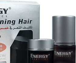 Energy Cosmetics Hair Thickening System Hair Fibers 25g with Hair Mist Spray 120ml Kit, 2 Pieces