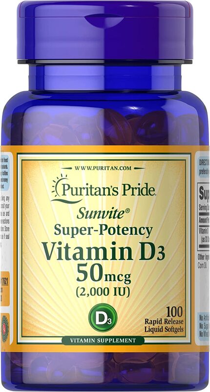 Puritan's Pride Super Potency Vitamin D3 2000 IU, 100 Pieces