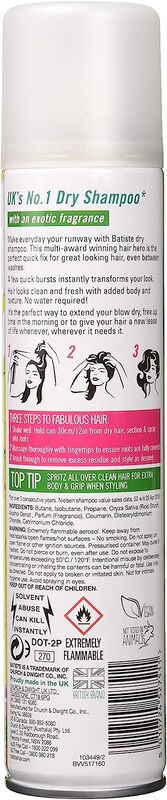 Batiste Tropical Dry Shampoo for All Hair Types, 120gm