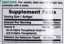 Nature's Bounty Vitamin E-400 Iu with Selenium, 50 Mcg, 30 Softgels
