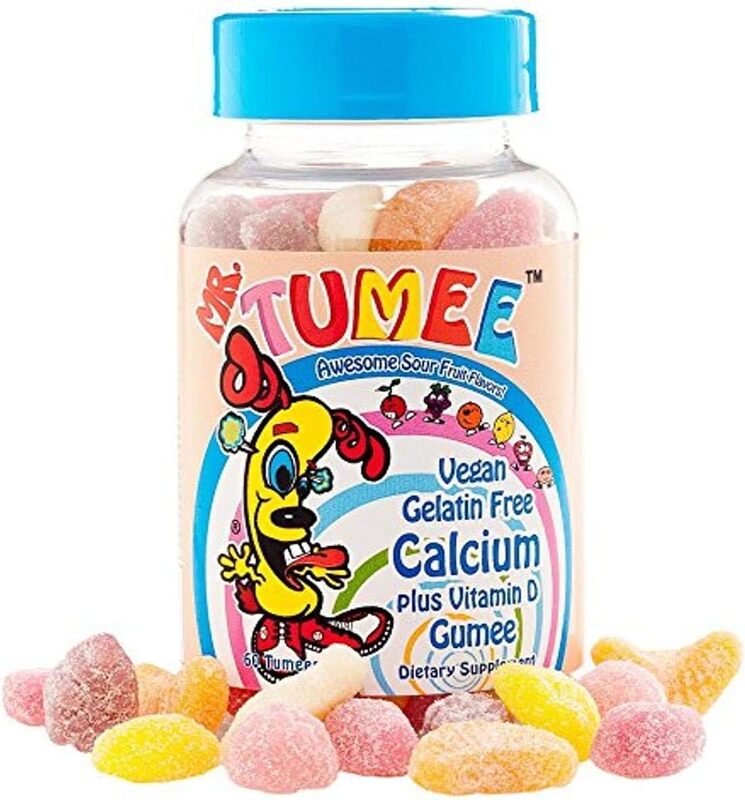 Mr. Tumee Calcium + Vitamin D Gumee, Strawberry/Lemon/Orange/Grape/Cherry/Grapefruit, 60 Count